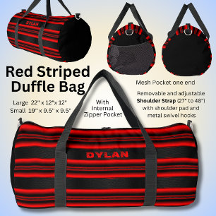 Sac De Sport Ajouter le nom Initiales Red Stripes Black Texture