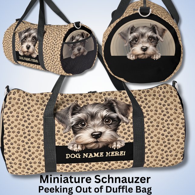 Sac De Sport Ajouter Nom Du Chien Votre Nom, Schnauzer Miniatur (Créateur téléchargé)