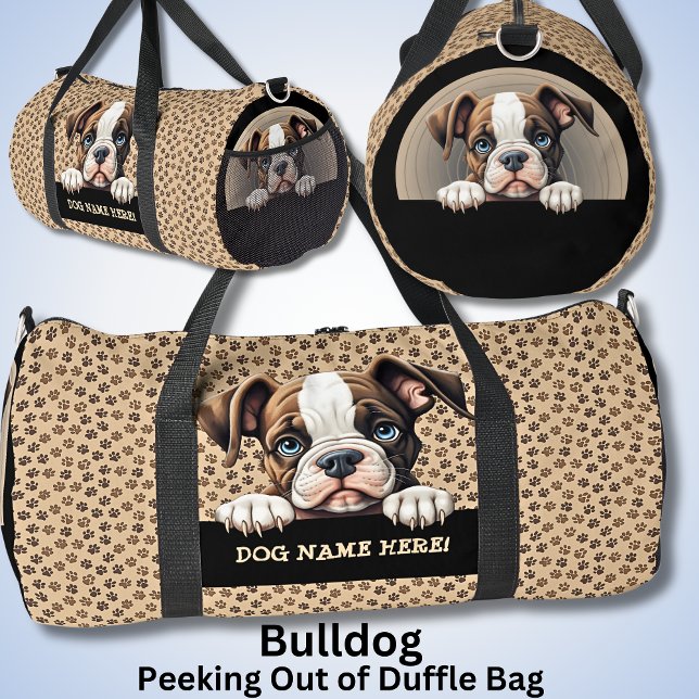 Sac De Sport Ajouter un nom de chien Votre nom, Bulldog (Créateur téléchargé)