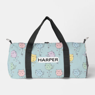 Sac De Sport Ajouter un nom Motif de chat à ballon Mignon Mini
