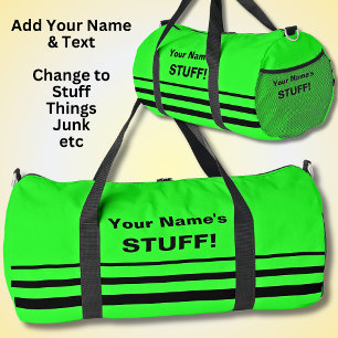 Sac De Sport Ajouter Votre Nom Texte Fluro Green