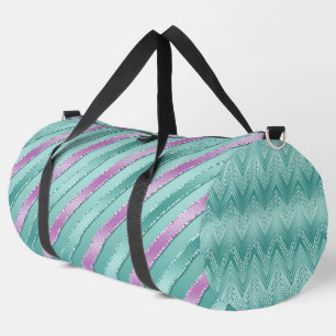 SAC DE SPORT AQUA & PURPLE SATIN STRIPES
