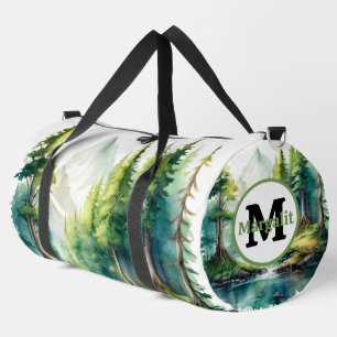 Sac De Sport Aquarelle Arbres Paysage Rivière Grande