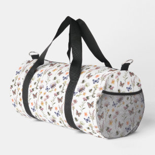 Sac De Sport Aquarelle Fleur Sauvage Violette, Abeille et Papil