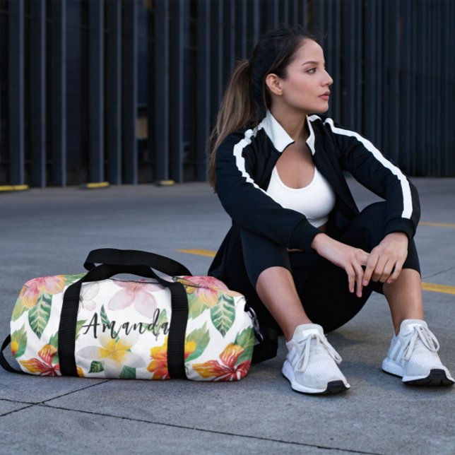 Sac De Sport Aquarelle Fleurs tropicales Motif Personnalisé (Créateur téléchargé)