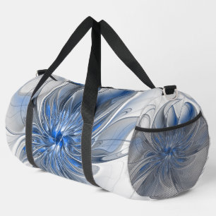 Sac De Sport Aquarelle gris bleu Abstrait Fractal Art Flower