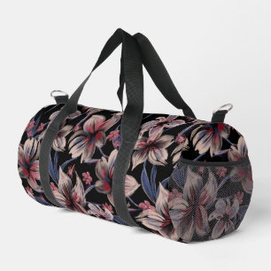 Sac De Sport Aquarelles Crimson Floral sur noir