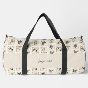 Sac De Sport Art Nouveau Fleurs Botaniques Fleurs Séchées Beige