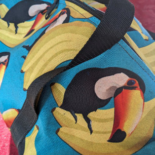 Sac De Sport Bananes toucans Turquoises tropicaux Oiseaux et Mo