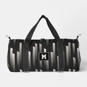 Sac De Sport Bandes géométriques abstraites noir et blanc pour