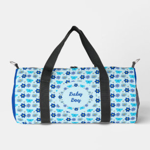 Sac De Sport Bébé bleu Papillons et fleurs personnalisés