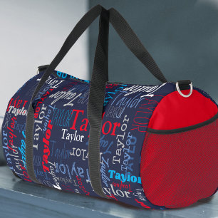 Sac De Sport bleu gris rouge nom personnalisé partout