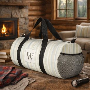 Sac De Sport Bleu Poussiéreux Neutre Initial Rayure Rustique Ma