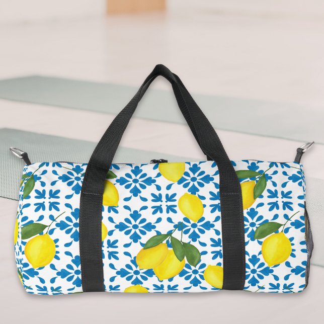 Sac De Sport Blue French Country Tile Lemons Pattern (Créateur téléchargé)