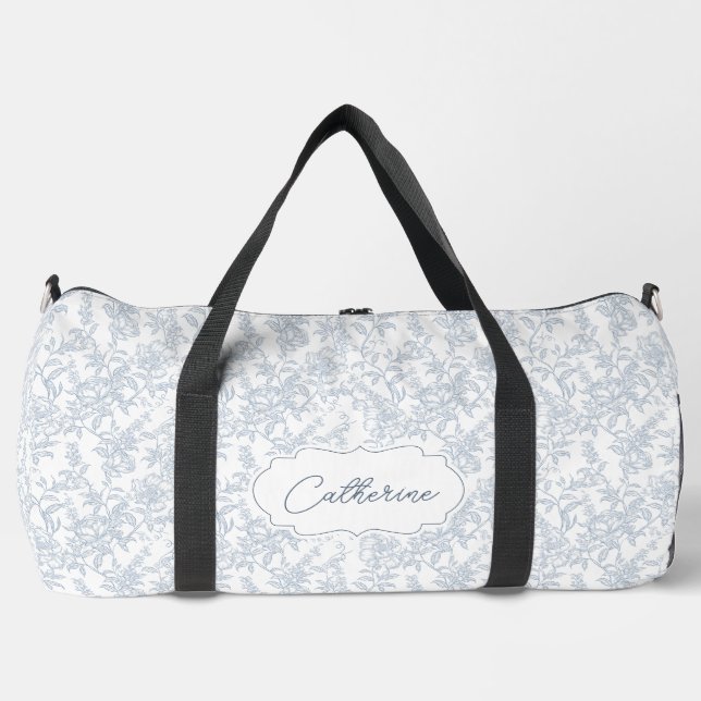 Sac De Sport Blue Toile Floral Lace Personalized (Recto)