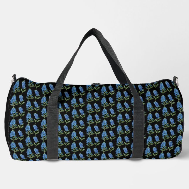 Sac De Sport Bluebonnets Texas Fleurs noires Aquarelle (Recto)