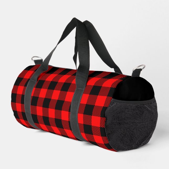 Sac De Sport Buffalo Check Rouge et Noir Lumberjack Plaid Decor (Coin droit)
