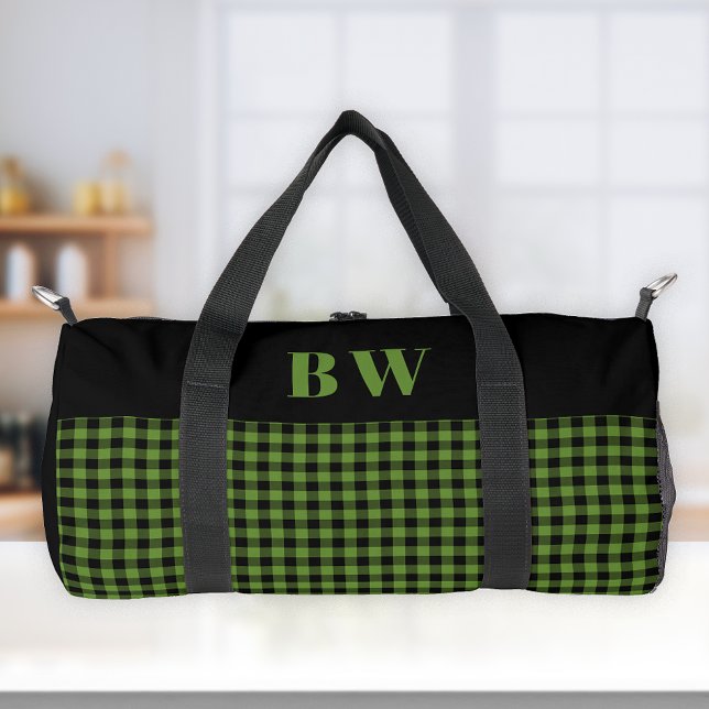 Sac De Sport Buffle noir vert Chèque Monogramme gras (Créateur téléchargé)