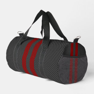 Sac De Sport Burgundy Red Carbon Fibres Stripes