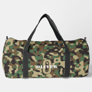 Sac De Sport Camo camouflage vert Brown beige Nom du monogramme