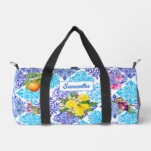 Sac De Sport Carreaux d'azulejos méditerranéens fleuris d'agrum