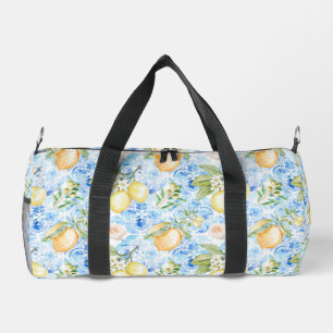 Sac De Sport Carrelage bleu italien citron jaune aquarelle