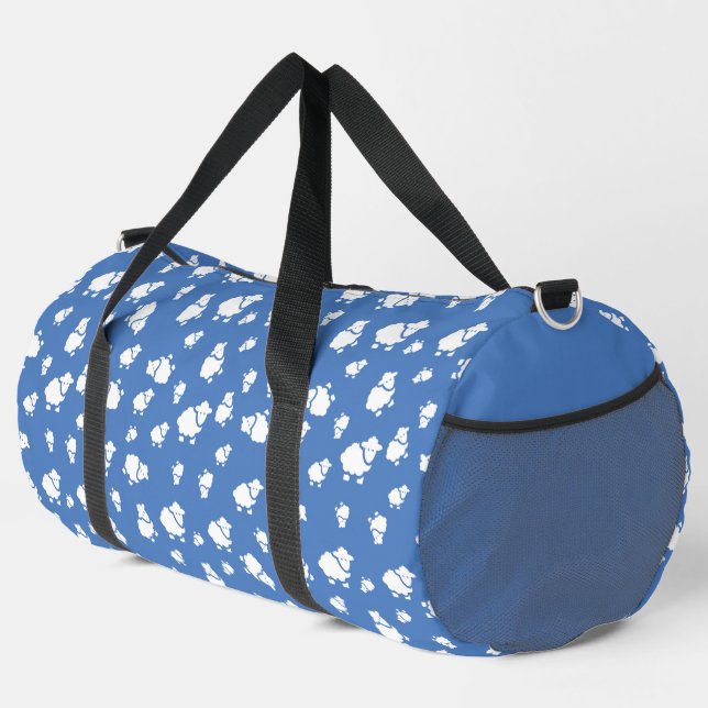 Sac De Sport Cartoon Sheep sur arrière - plan bleu (Coin droit)