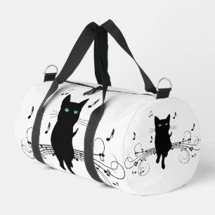 Sac De Sport Chat noir entouré de notes de musique murmurantes
