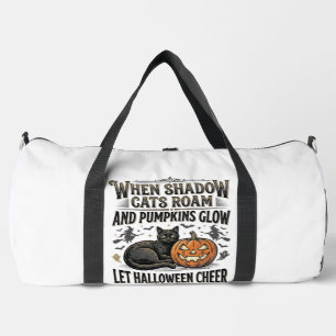 Sac De Sport Chemise de chat noir Halloween Gravure de citrouil