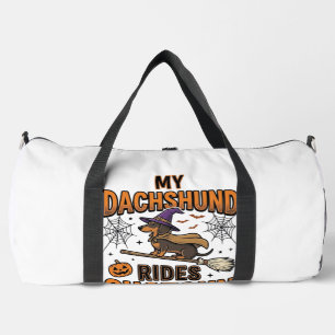 Sac De Sport Chemise de Dachshund Halloween Sorcière Balai Roul