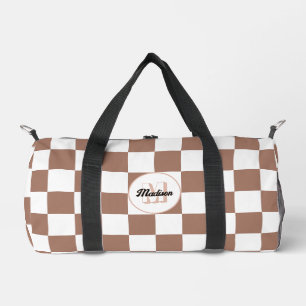 Sac De Sport Chèque carré mocha brun blanc rétro Monogramme
