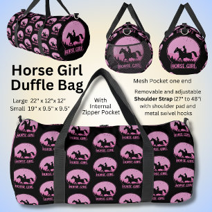 Sac De Sport Cheval rose Fille Design sur Noir
