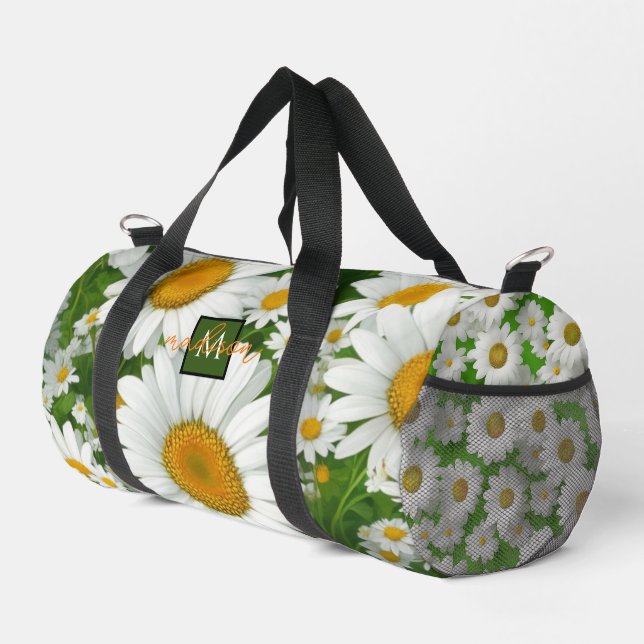 Sac De Sport Classic marguerite motif blanc champs fleuris verd (Coin droit)