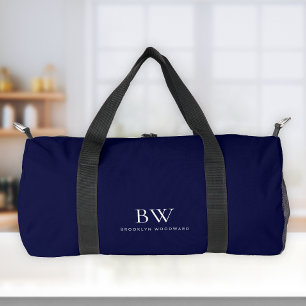 Sac De Sport Classique Moderne Minimal Bleu Nuit Blanc Monogram