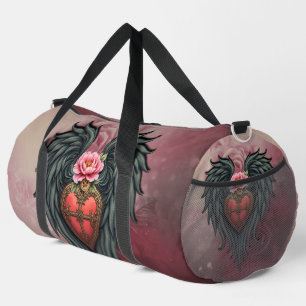 Sac De Sport Coeur gothique avec Fleur et Ailes.