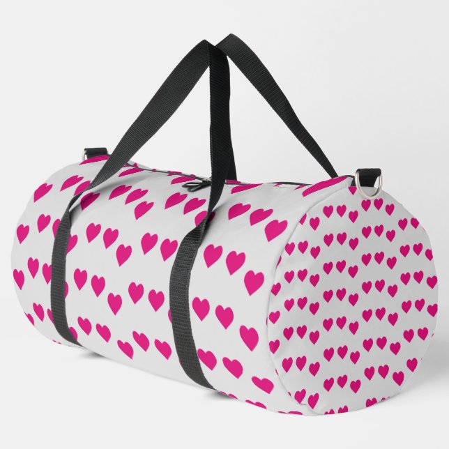 Sac De Sport Coeurs roses sur gris (Coin gauche)