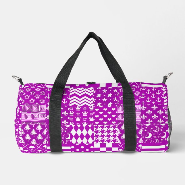 Sac De Sport Conception de Patchwork Motifs mélangés violet bla (Recto)