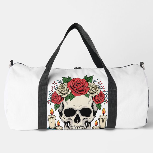 Sac De Sport Crâne Floral avec Bougies Halloween (Recto)