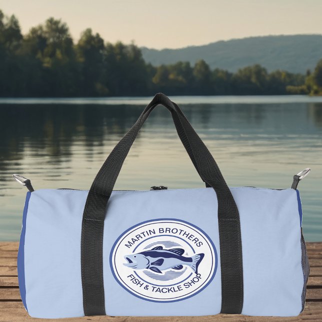 Sac De Sport Custom Blue Bass Fisherman Lake Fishing (Créateur téléchargé)