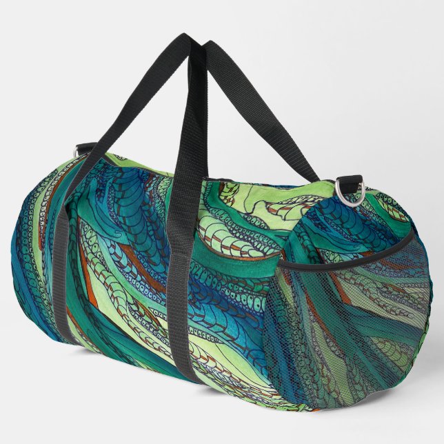 Sac De Sport Doodle art blues et greens (Coin droit)