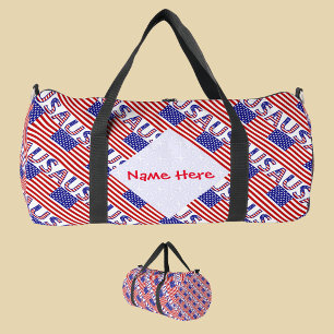 Sac De Sport Drapeau Américain USA Carreaux Rouge Personnalisat