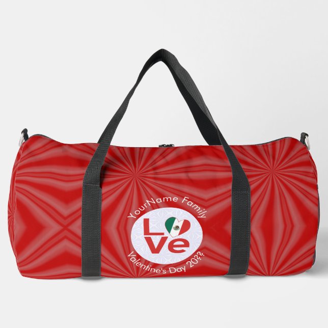 Sac De Sport Drapeau Red LOVE mexicain personnalisé (Recto)
