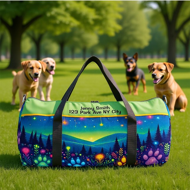Sac De Sport Earthy Floral Paw Print Travel Monogram Personal (Créateur téléchargé)