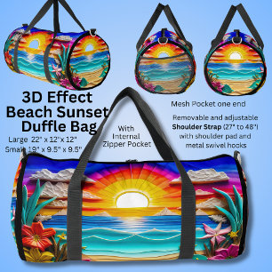 Sac De Sport Effet 3D, Plage Coucher de soleil Nuages Peinture