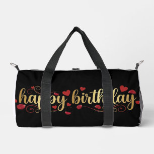 Sac De Sport Élégant Cœur Rouge & Or Joyeux Anniversaire Romant