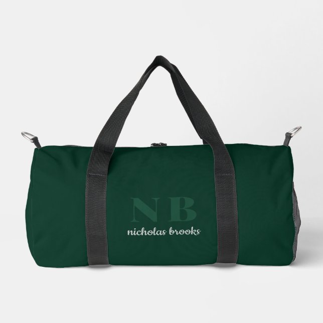 Sac De Sport Élégant Monogramme minimaliste tendance vert foncé (Recto)