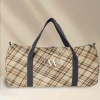 Élégant monogramme motif en plaid beige
