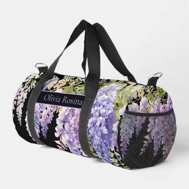 Sac De Sport Elégante glycine d'aquarelle violette florale (Coin droit)