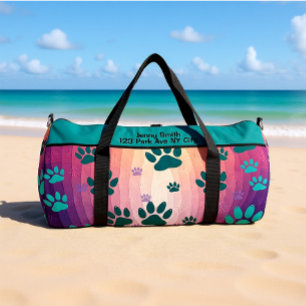 Sac De Sport Empreinte de patte à dégradé de sarcelle