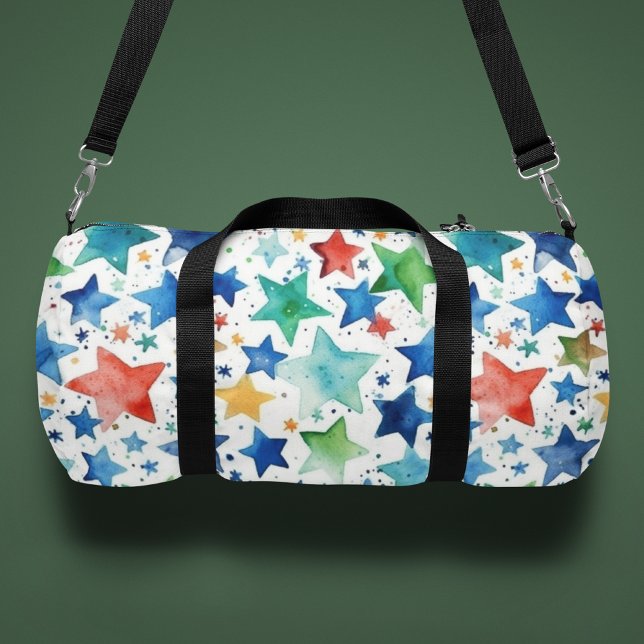Sac De Sport Étoiles d'aquarelle monogramme personnalisées (Créateur téléchargé)